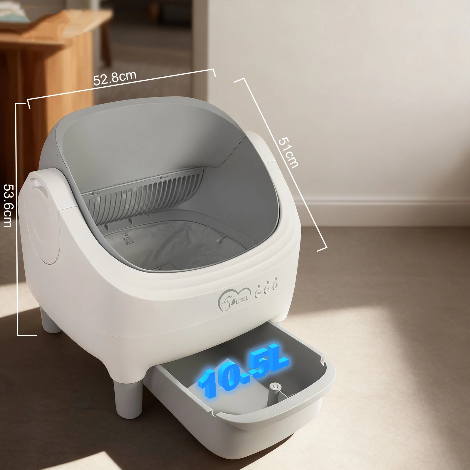 Automatische Kattenbak Zelfreinigend – Open-Top Kattenbak met App Bediening, Grote Capaciteit, Smart Litter Box met 2.4G WiFi