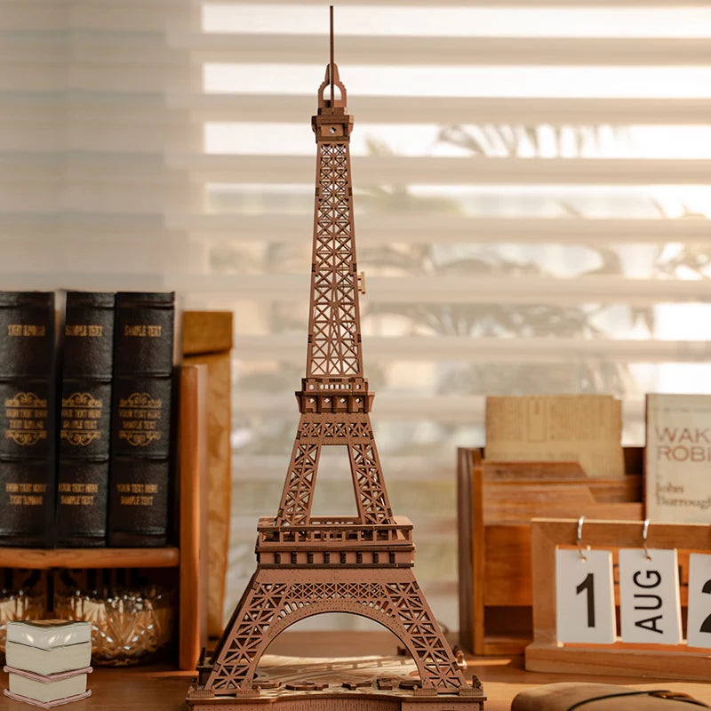 3D Houten Puzzel Eiffeltoren met LED Licht – DIY Modelbouw Kit voor Volwassenen en Kinderen – Creatief Knutselpakket 22x21x49 cm