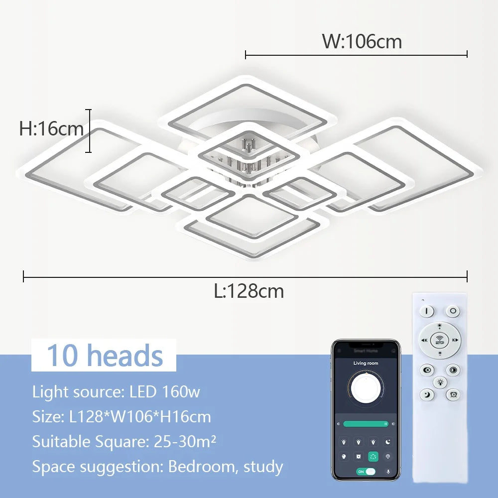 Moderne LED Plafondlamp Vierkant met Afstandsbediening – Dimbare Smart Plafondverlichting – Energiezuinige Acryl Design Lamp voor Slaapkamer & Woonkamer