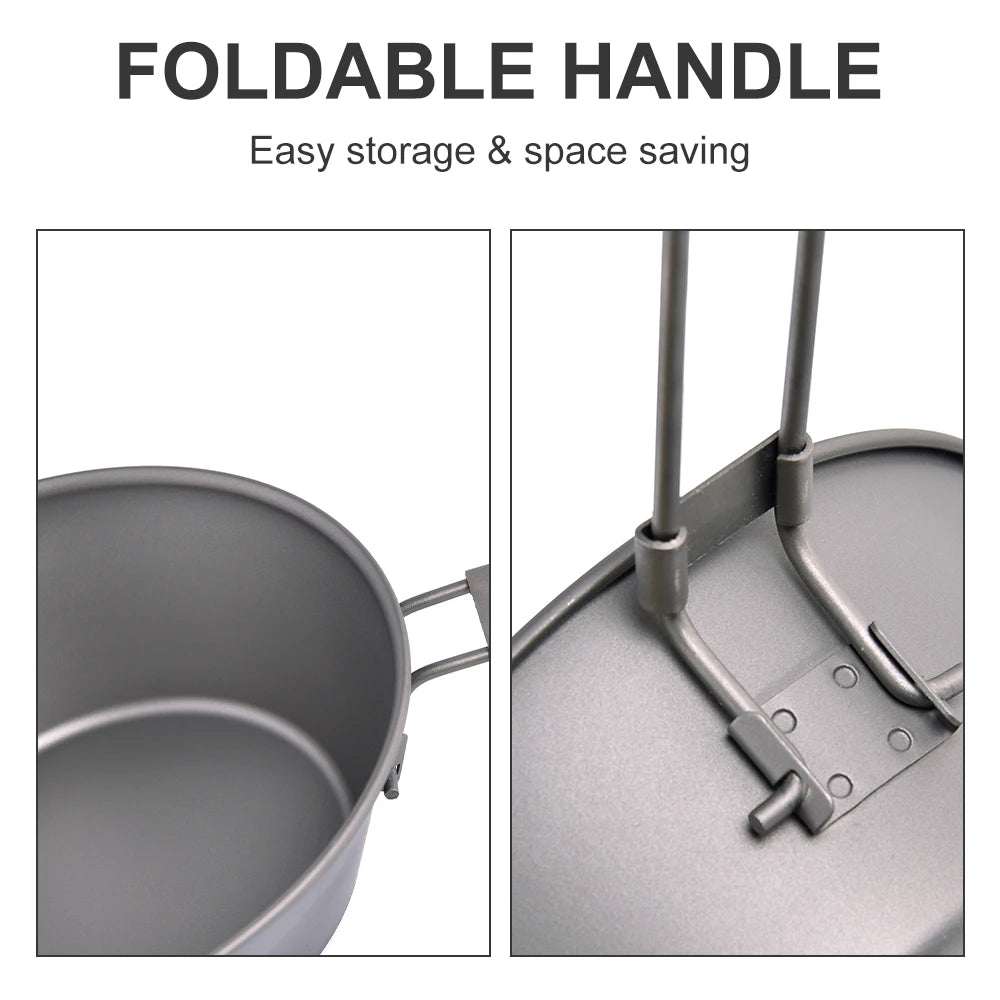 Ultralichte Titanium Beker met Opvouwbaar Handvat – Camping & Outdoor Mok