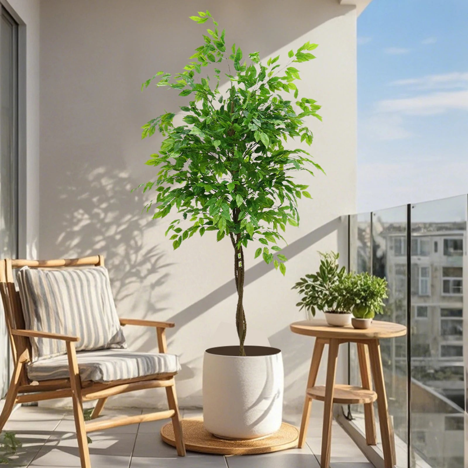 Kunstmatige Ficusboom 160–180 cm – Grote Nep Boom voor Binnen & Overdekt Buiten – Realistische Kunstplant Woonkamer & Kantoor