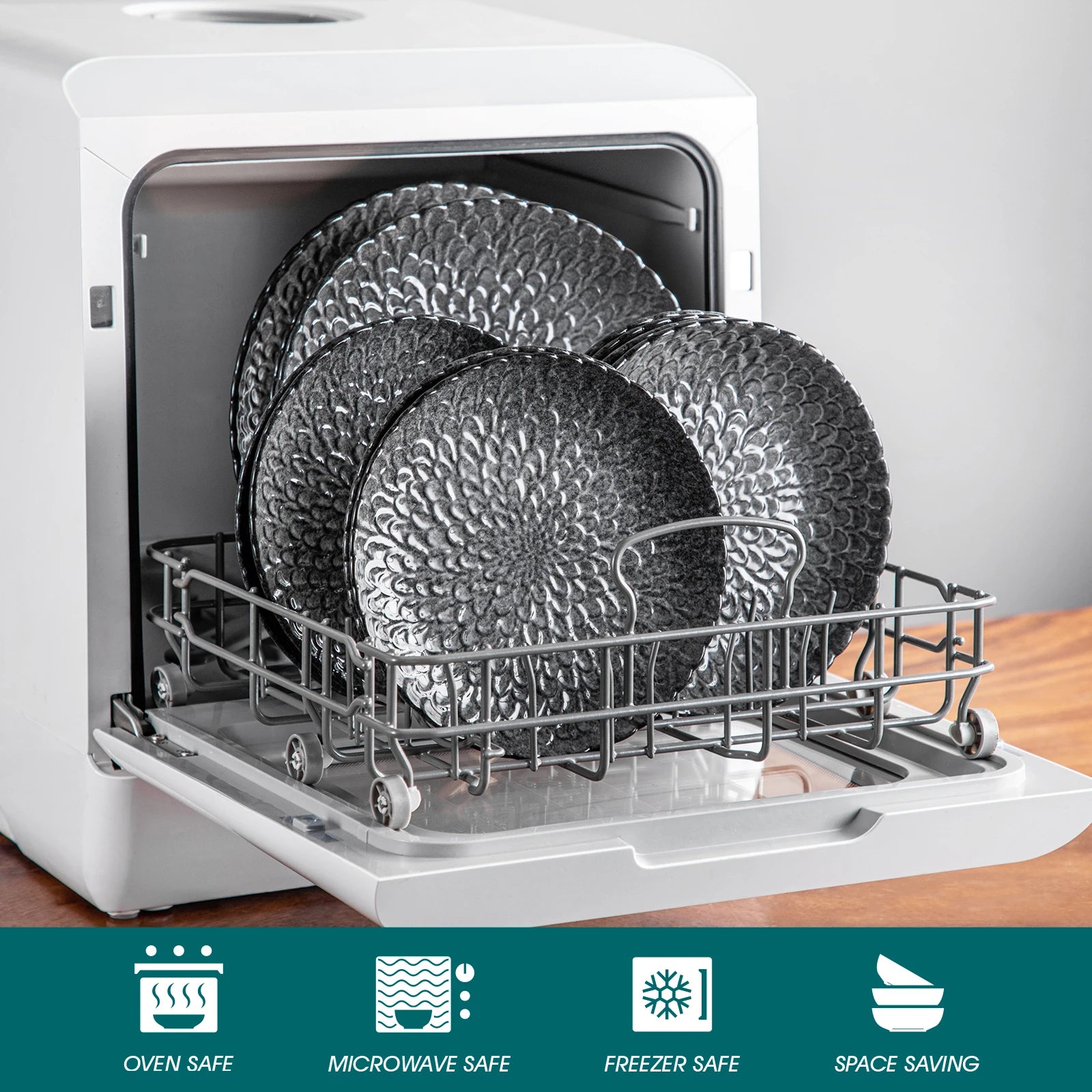 18-delige Serviesset Grijs voor 6 Personen – Steengoed Keramiek | Vaatwasser-, Oven- & Magnetronbestendig Modern Servies