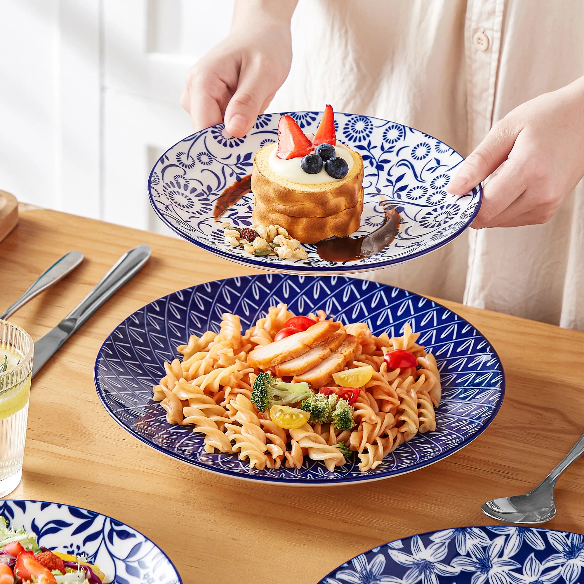 Blauw-Wit Porselein Servies Set 12-36 Delig – Chinese Keramische Bordenset met Kommen en Borden