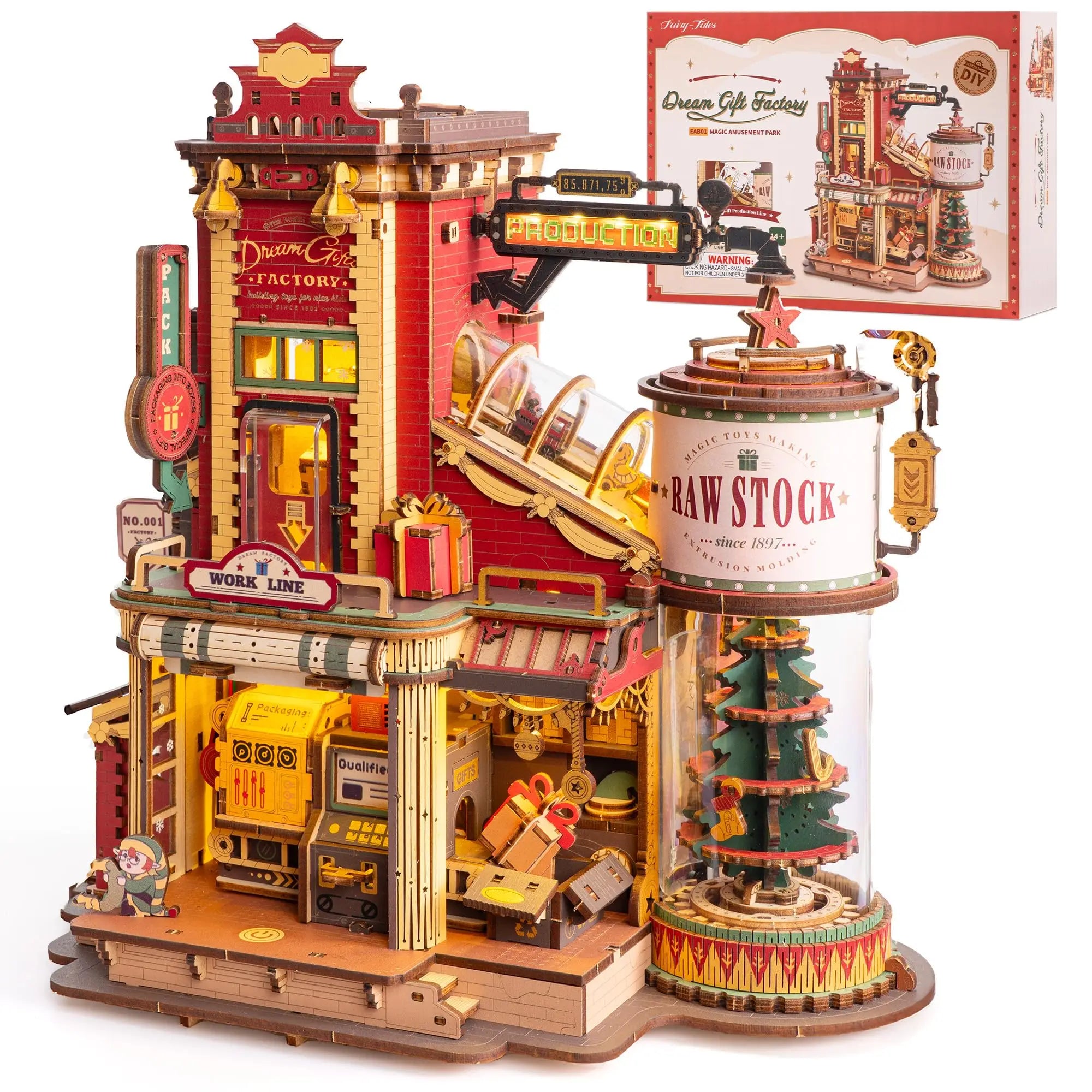 3D Houten Puzzel Dream Gift Factory – Mechanisch Model met Licht en Muziek – Bouwpakket voor Kinderen en Volwassenen
