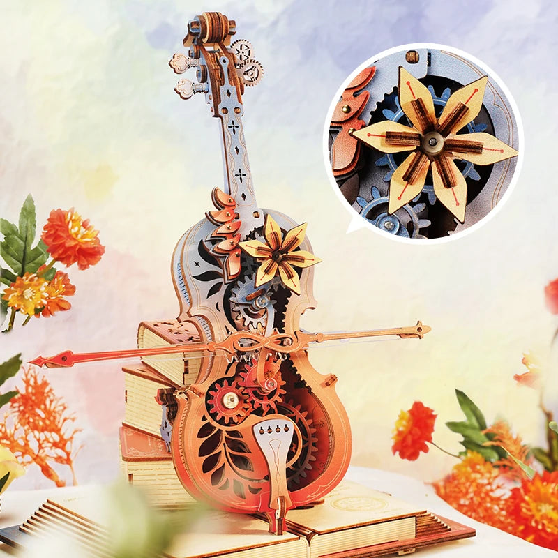 3D Houten Muziekdoos Puzzel – Mechanisch Bouwpakket voor Volwassenen en Kinderen – Creatief Cadeau