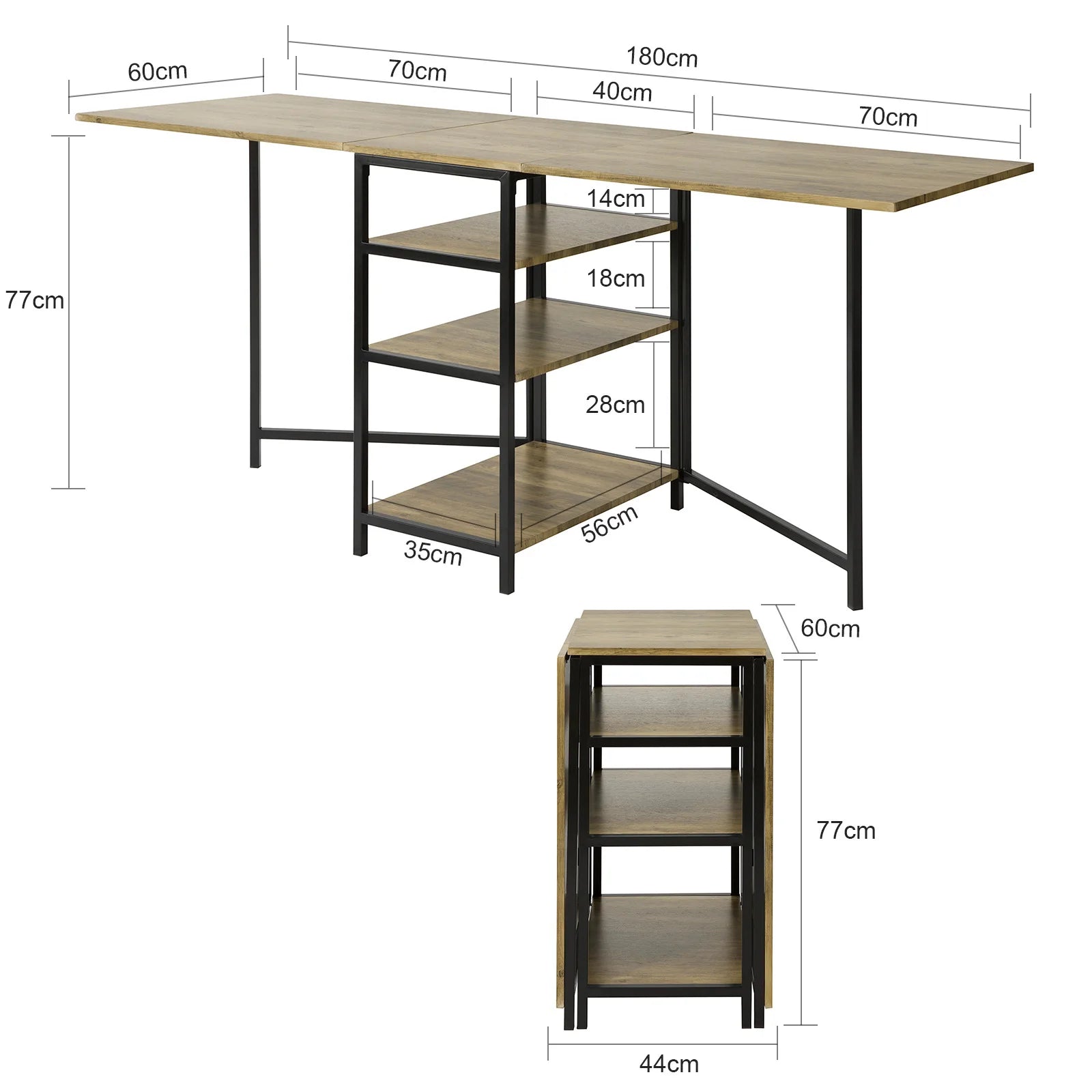 Inklapbare Eettafel Hout Industrieel Design – Ruimtebesparend & Multifunctioneel