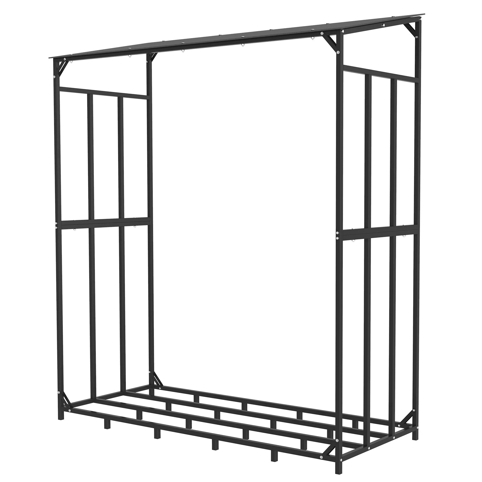 XXL Metalen Haardhoutrek met Dak en Beschermhoes – Heavy Duty Houtopslag voor Buiten, Tuin en Terras