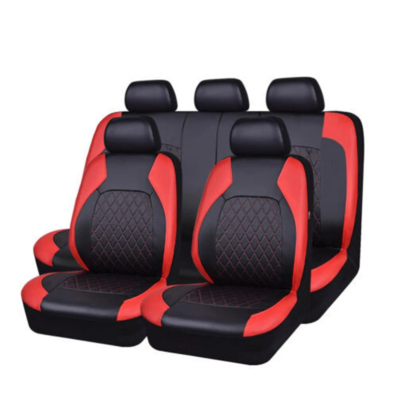 9-Delige Waterdichte Autostoelhoezen Set van PU Leer – Universele Antislip Auto Stoelbeschermers voor Auto, SUV & Bestelwagen