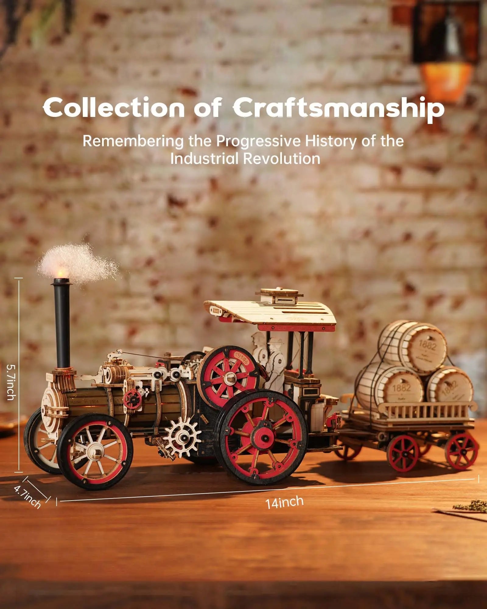 3D Houten Tractor Puzzel voor Volwassenen – Bouwpakket Elektrische Stoommachine Model – Educatief Hobby Speelgoed