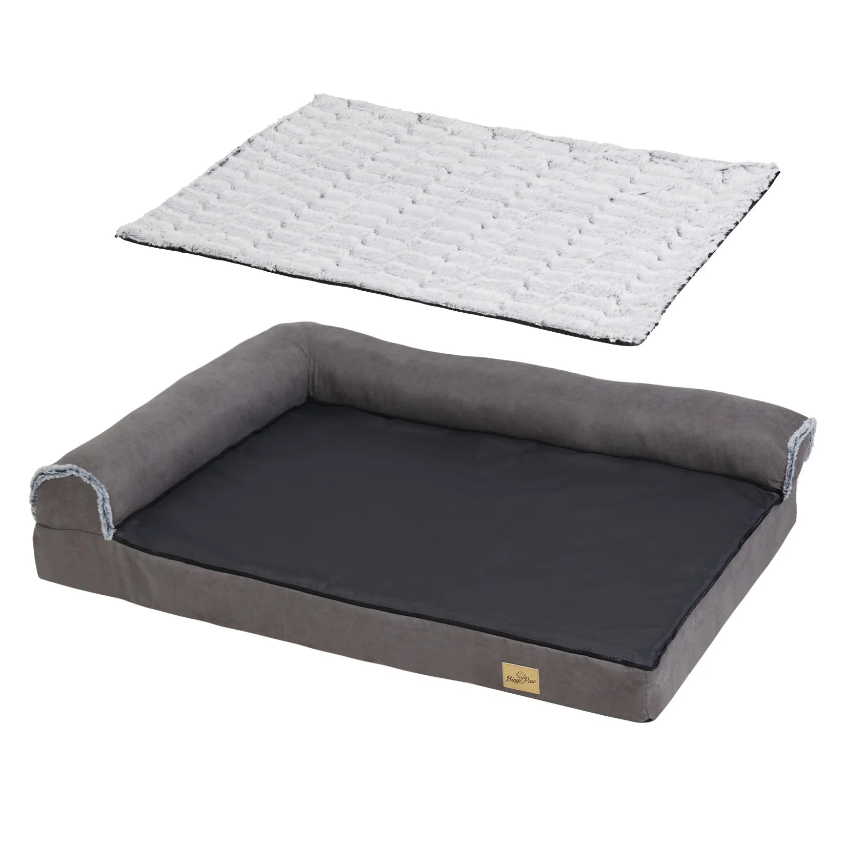 Orthopedisch Hondenbed XXL met Traagschuim – L-Vormig Hondenkussen voor Grote Honden met Wasbare Hoes, Waterdicht & Antislip