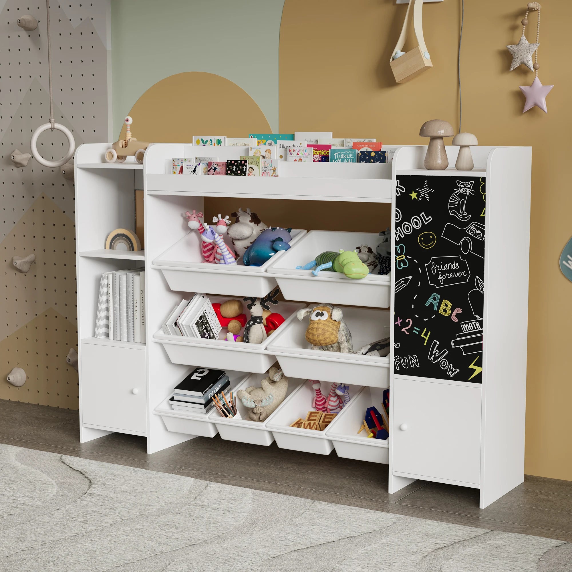 Kinderboekenkast met laden en opbergplanken – multifunctionele opbergoplossing voor peuters en kinderen