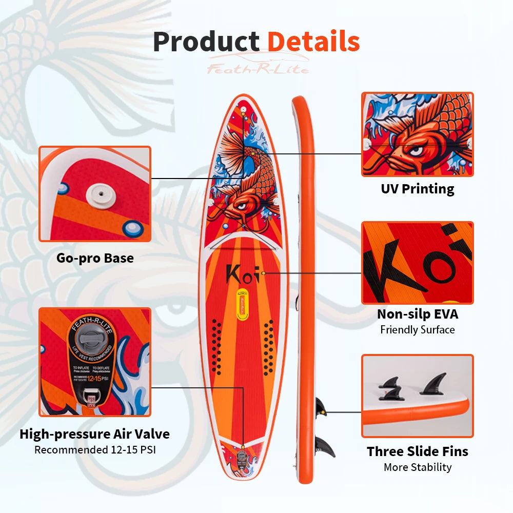 Opblaasbaar Stand Up Paddle Board 11' – SUP Board Set met Accessoires – 350x84x15 cm – Max 150KG – Inclusief Pomp, Peddel & Rugzak