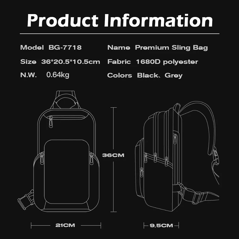 Draagbare Crossbody Reistas – Waterdichte Schoudertas Voor Mannen - Chest Bag Voor 11 Inch Tablet