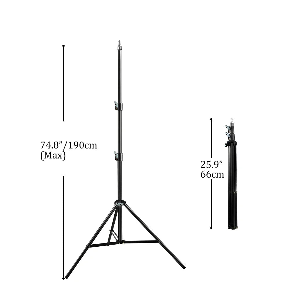 Draagbaar Selfie Lichtstatief 37–200 cm – Verstelbaar Tripod voor Smartphone, Camera en LED Ringlicht