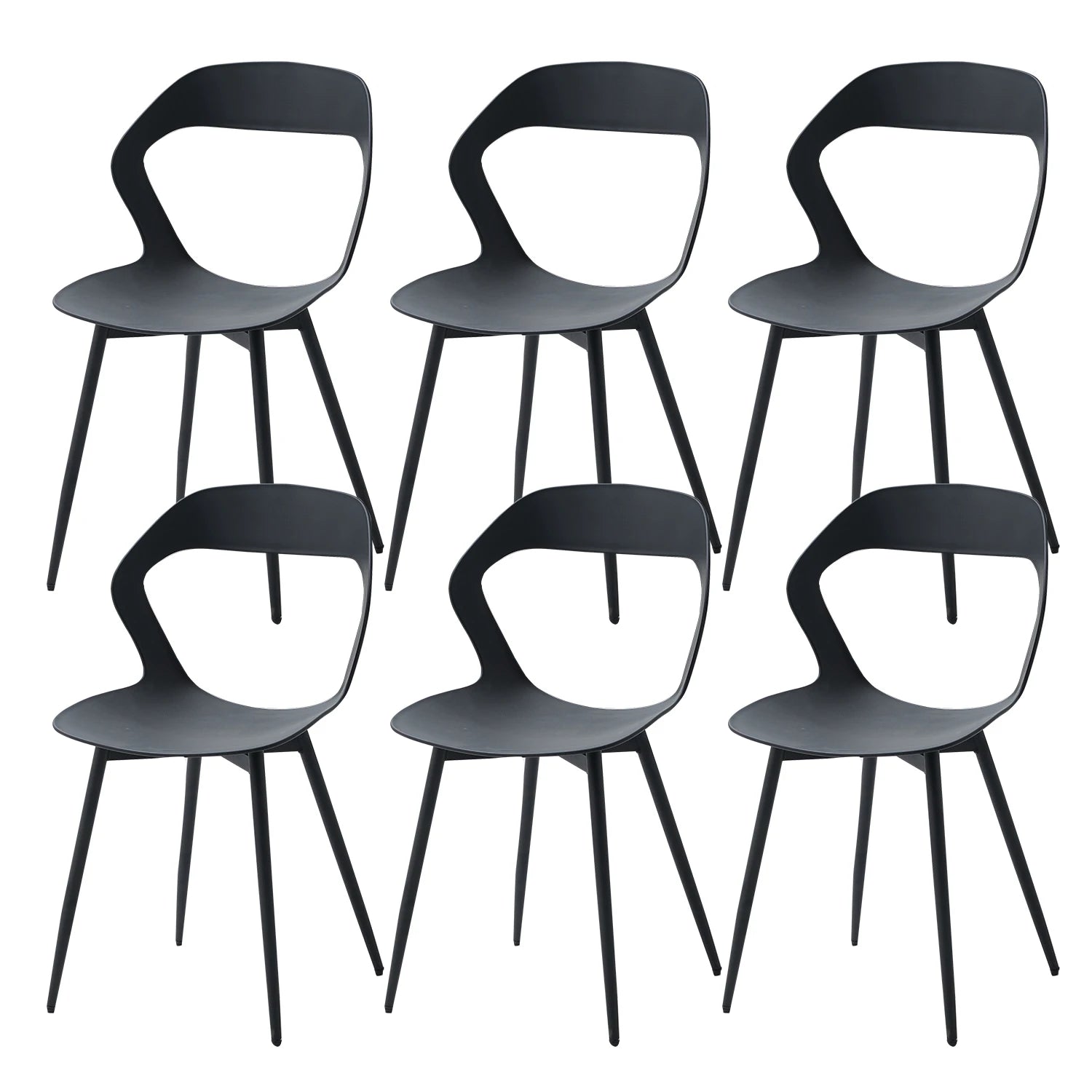 Set van 4/6 Scandinavische Eetkamerstoelen – Nordic Design Kunststof Stoelen met Metalen Poten