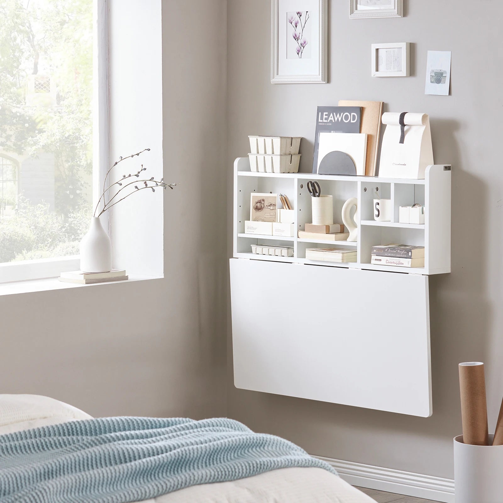 Wandklaptafel inklapbaar wit voor ruimtebesparing – 90×78×60 cm