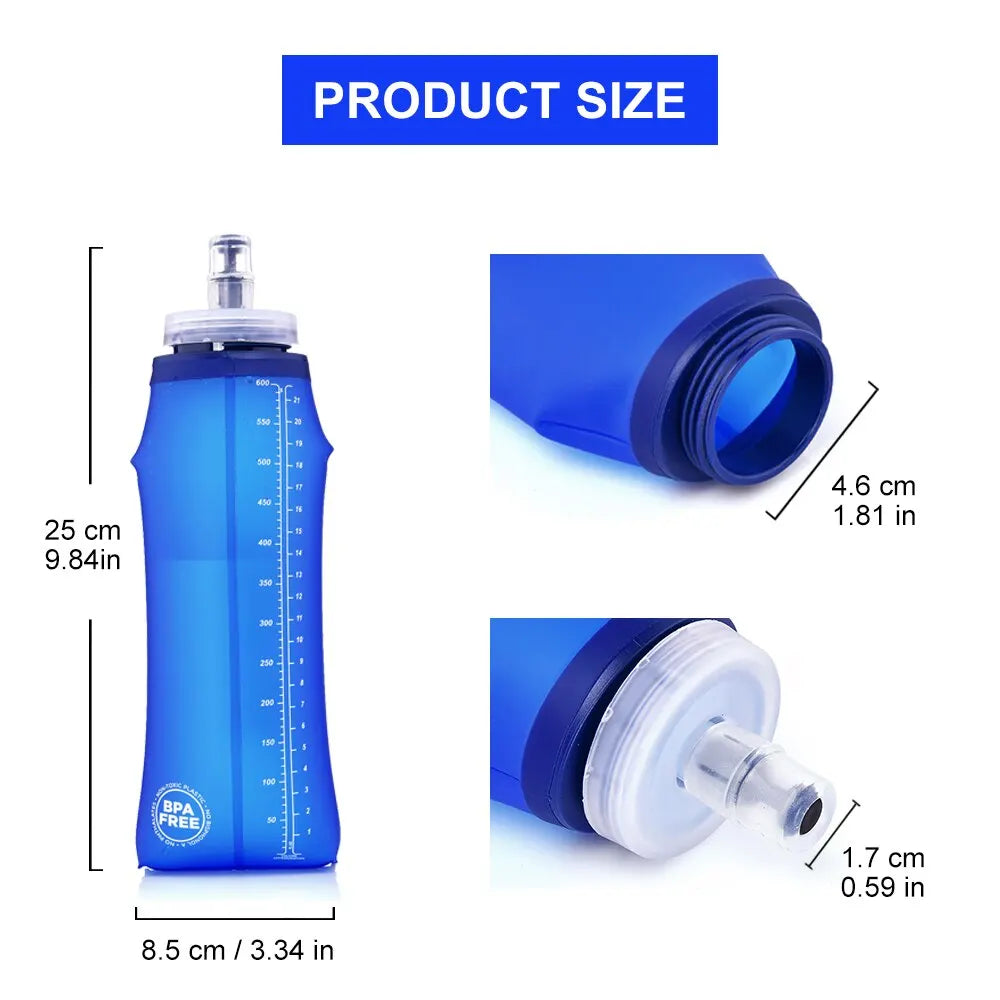 Opvouwbare sport waterfles 600ml – BPA‑vrij, lichtgewicht & outdoor hydratatie