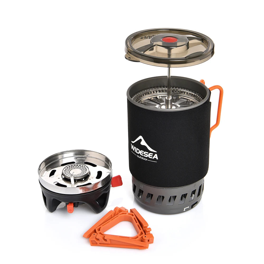 Draagbare Camping Koffiezetter Set French Press 0,9L – Compact Voor Outdoor & Kamperen