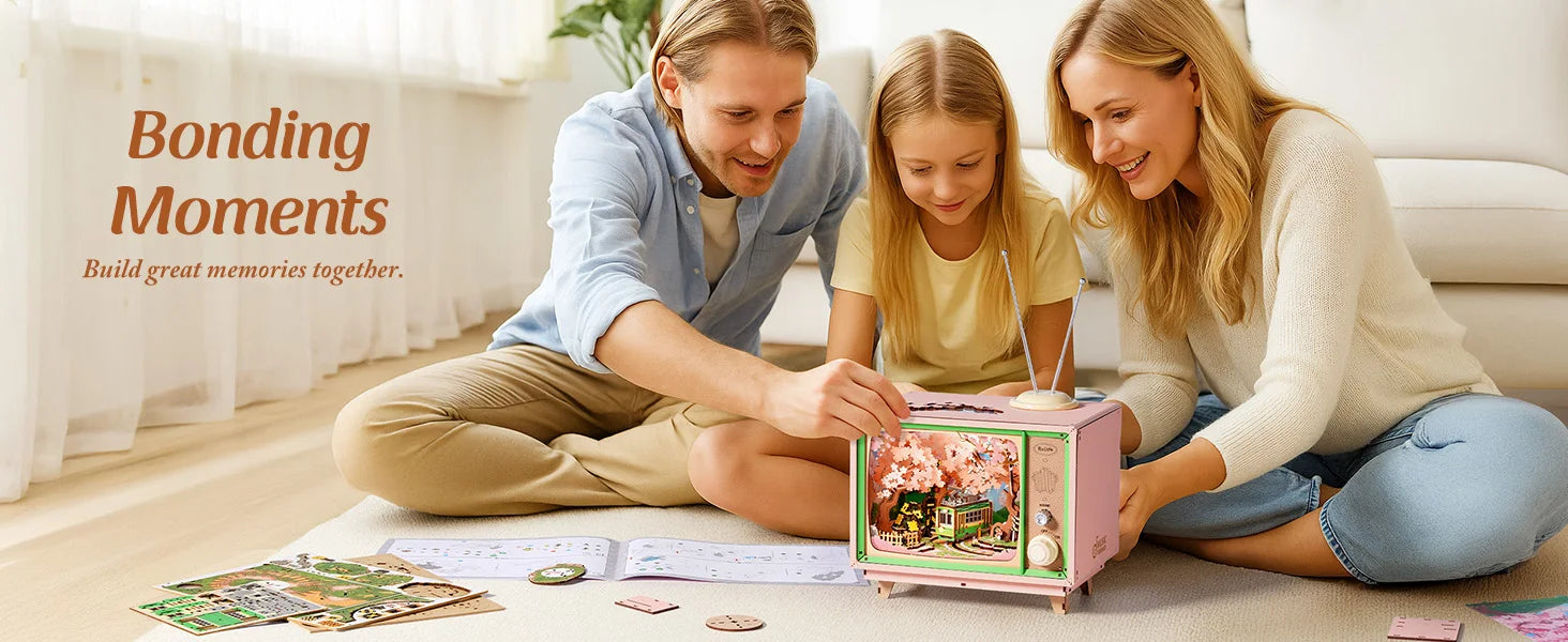 3D Houten Muziekdoos Sakura – DIY Puzzel met LED Licht – Creatief Knutselpakket voor Kinderen en Volwassenen