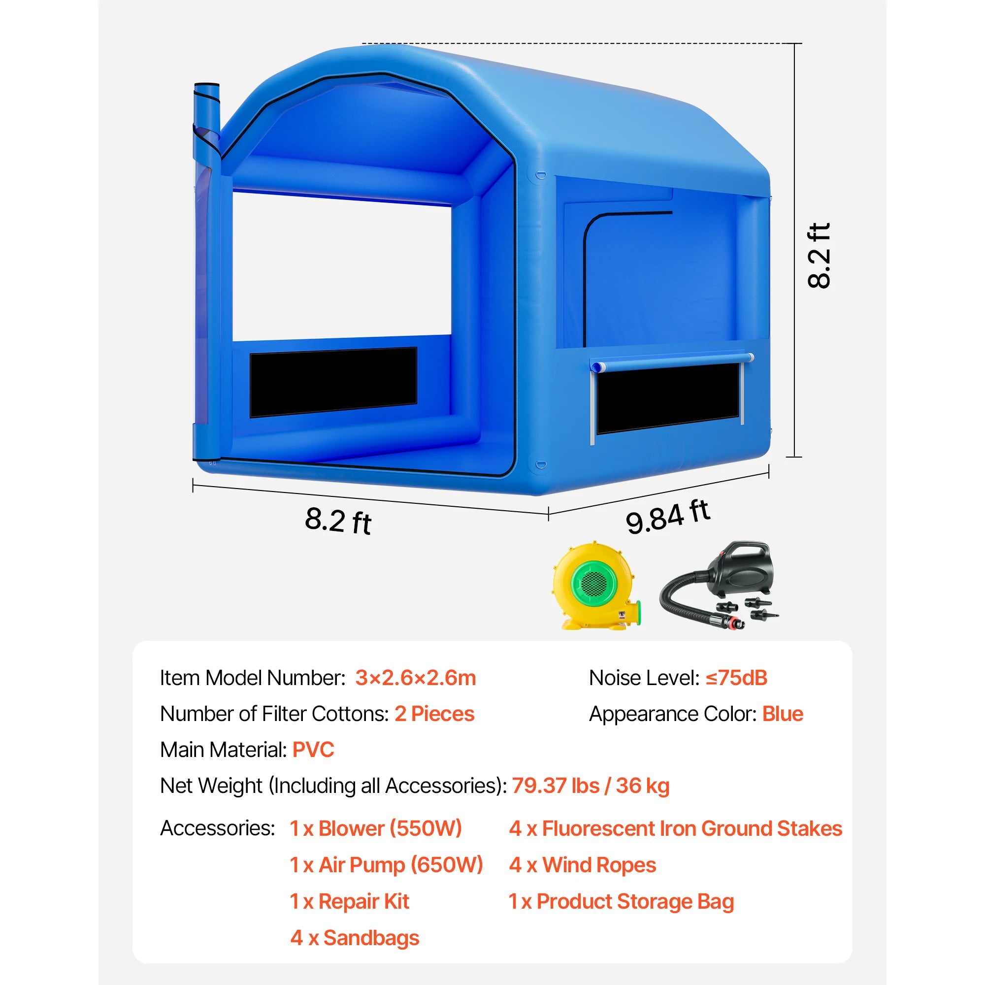 Opblaasbare Spuitcabine met Blower en Luchtfilter – Professionele Verfcabine voor Auto, Meubels en DIY Projecten