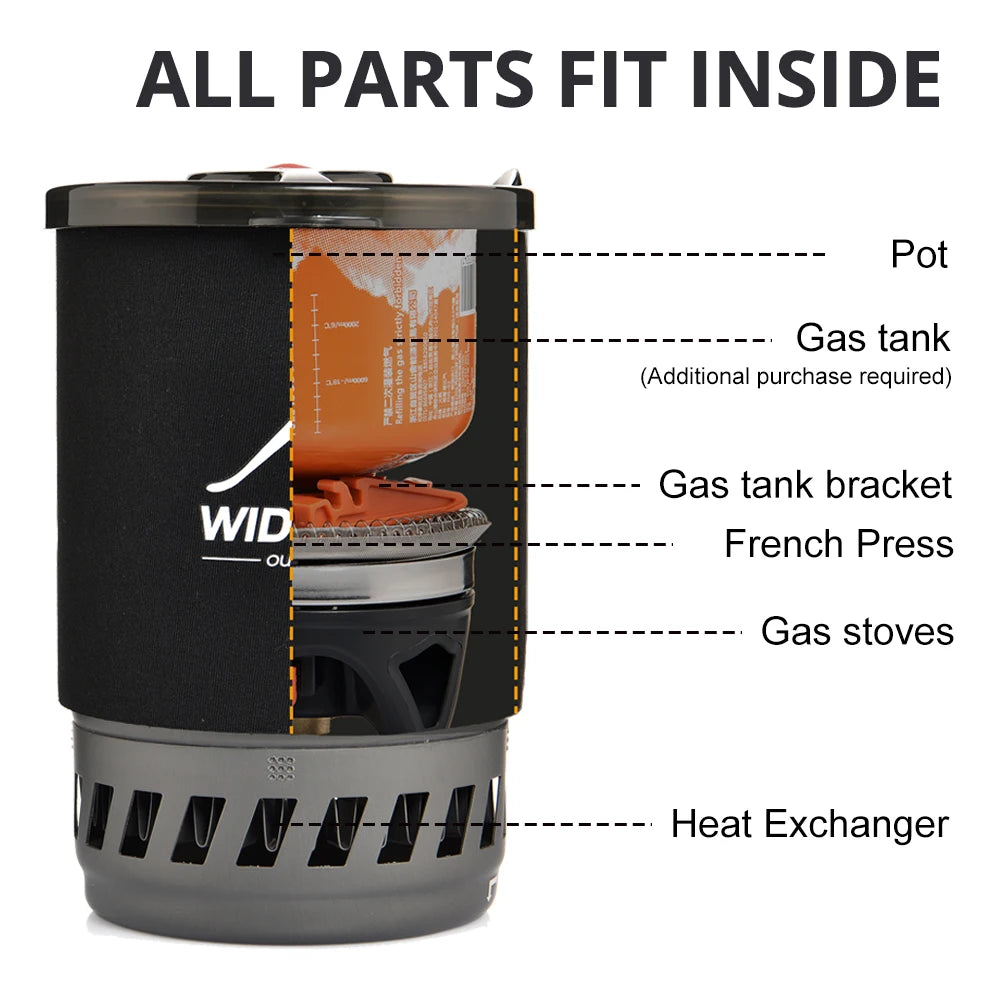 Draagbare Camping Koffiezetter Set French Press 0,9L – Compact Voor Outdoor & Kamperen