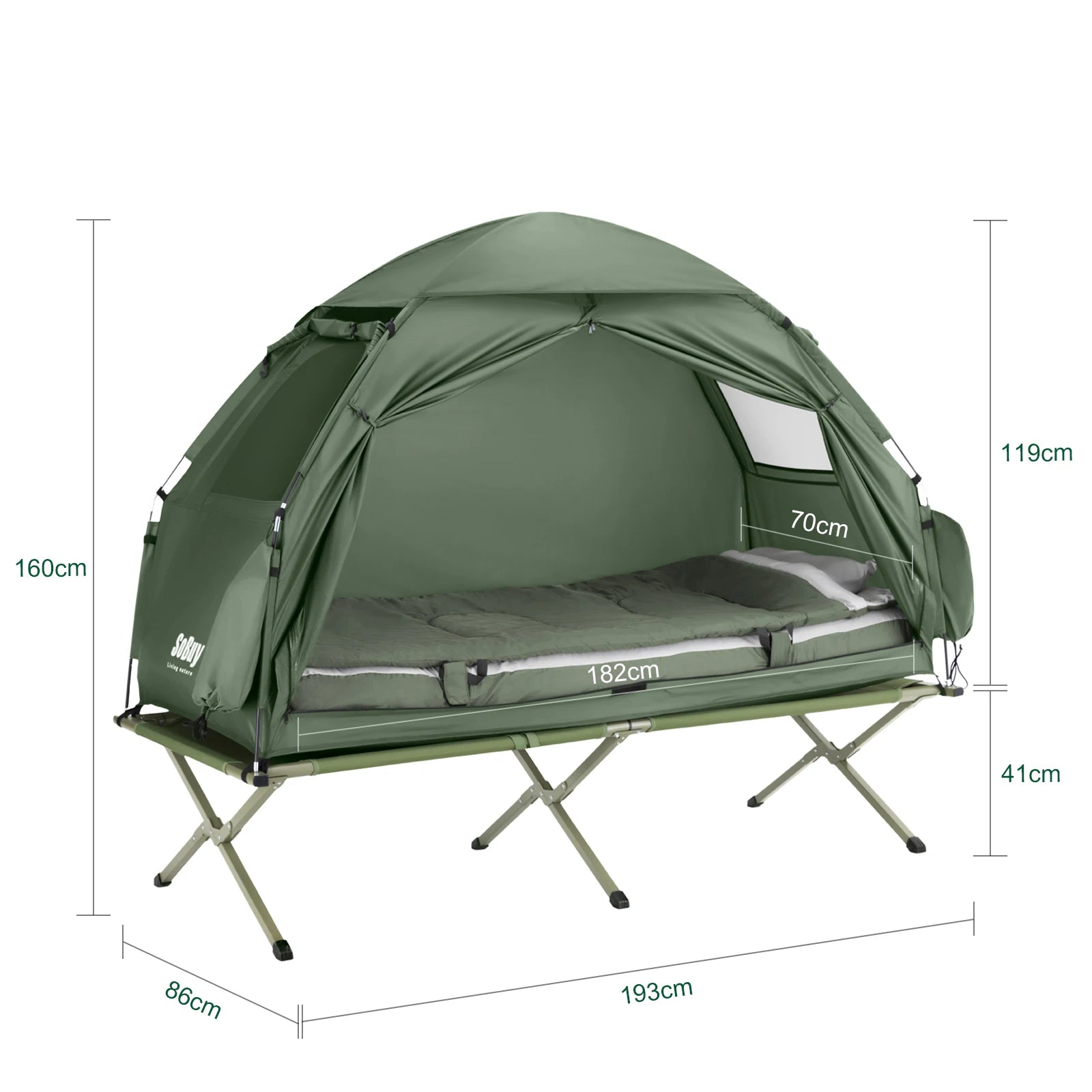 1-Persoons Outdoor Iglo Tent met Luchtbed en Pomp – Complete Camping Tent Set met Slaapzak en Draagtas