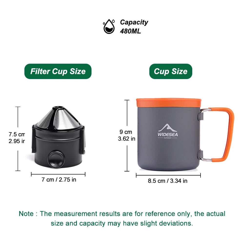Camping kookset – Outdoor servies & kookgerei – Potten, waterketel, koffiekop & filters – voor wandelen, picknick, reizen
