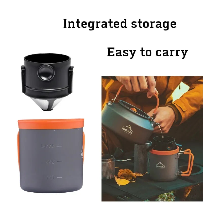 Draagbare Outdoor Camping Kookset Met Koffiefilter – RVS Picknick & Kampeer Servies