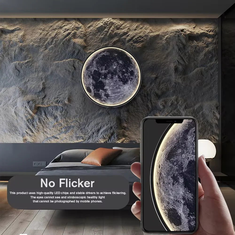 Moderne LED Maan Wandlamp met Afstandsbediening – Dimbare Wandverlichting voor Slaapkamer, Woonkamer & Hal
