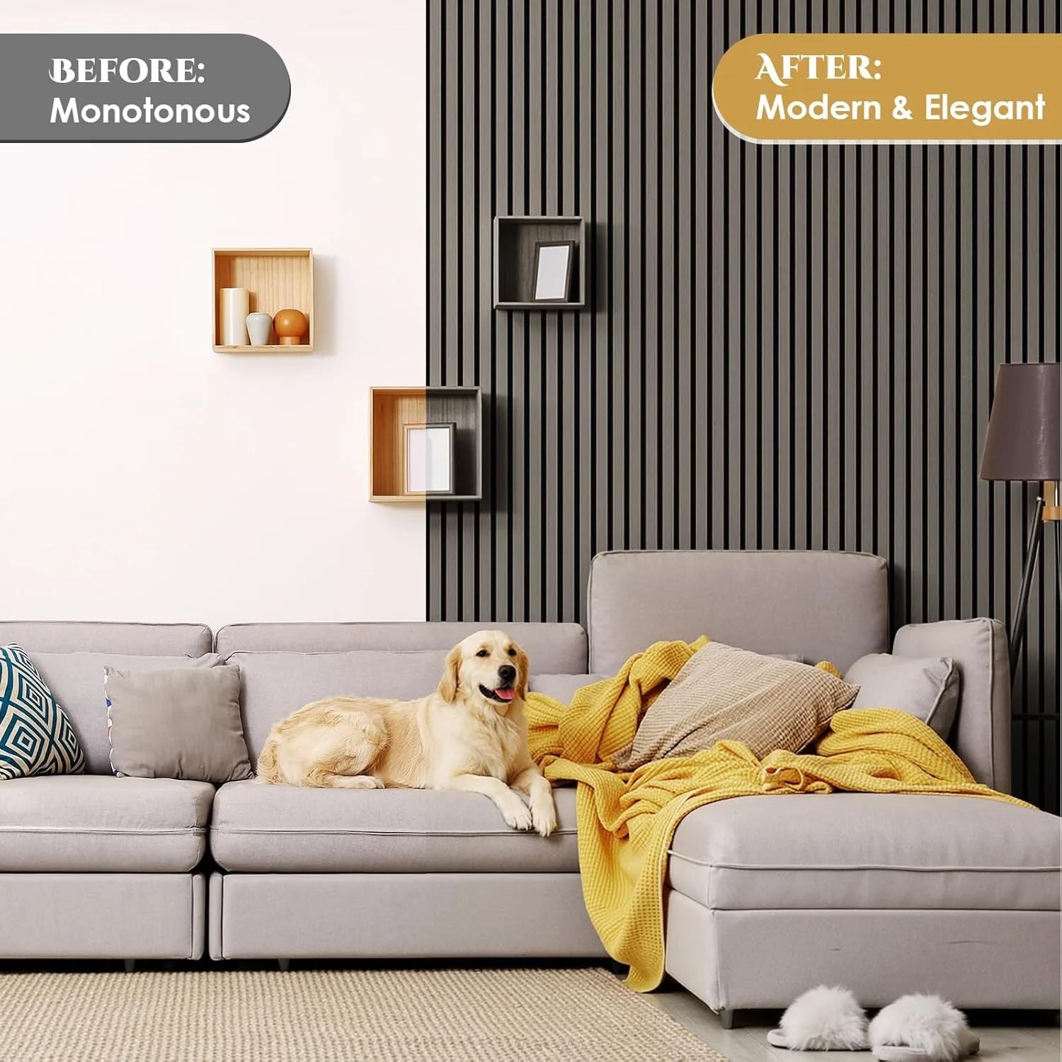 Houten Akoestische Panelen 120x60 cm Set van 4 – Geluidsabsorberende Wandpanelen met Houtlook voor Interieur
