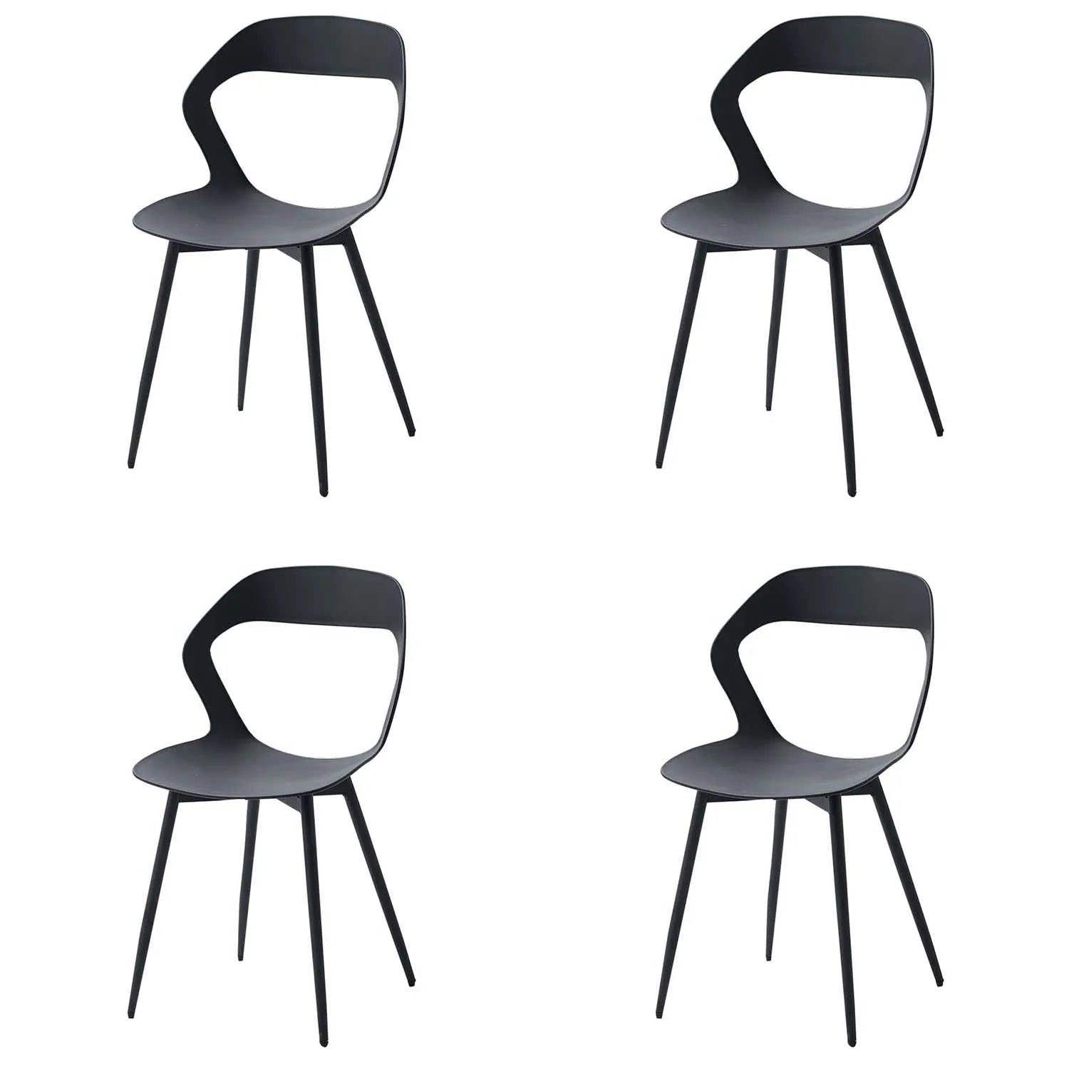 Set van 4/6 Scandinavische Eetkamerstoelen – Nordic Design Kunststof Stoelen met Metalen Poten