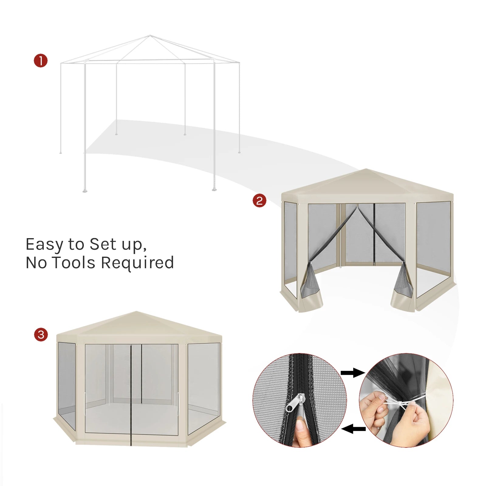 Tuinpaviljoen 3,8 x 3,3 m met Klamboe – Tuinhuisje met Mesh Zijwanden, UV-Bescherming & Luifel voor Tuin en Terras