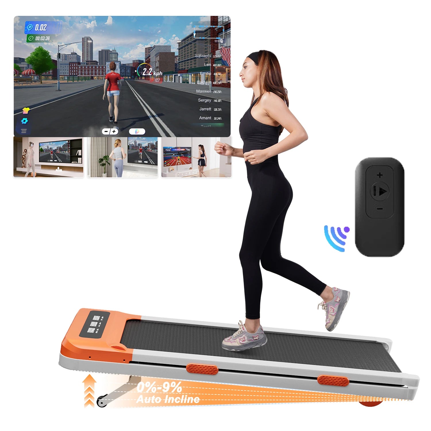 Opvouwbare Walking Pad met Helling 9% – Elektrische Loopband voor Thuis met App en LCD Scherm