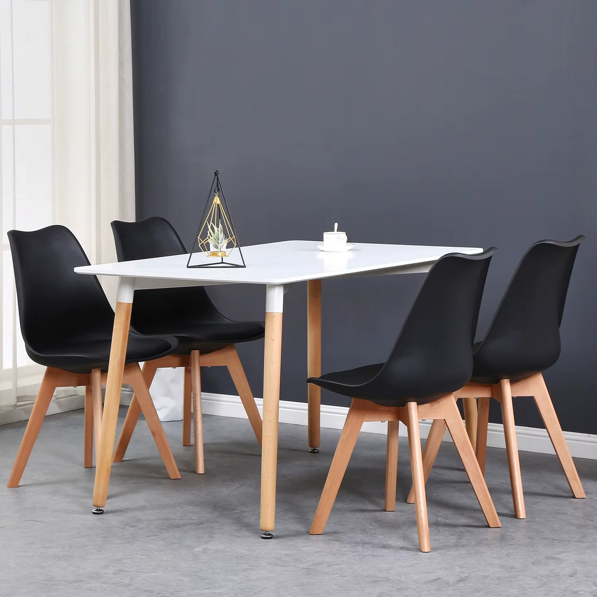 Set van 6 Eetkamerstoelen – Stoelen met Rugleuning & Beukenhouten Poten – Scandinavisch Design – Khaki