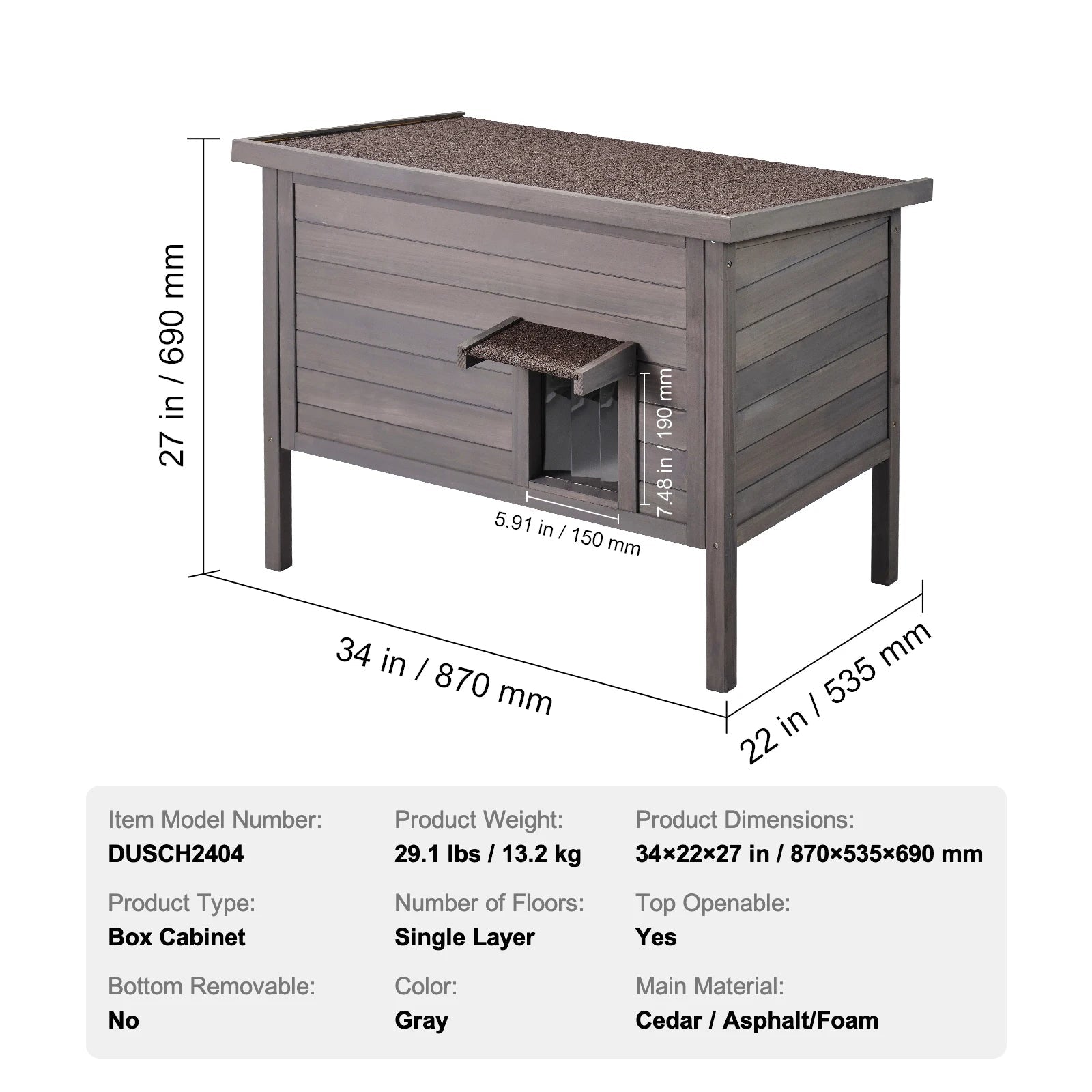 Geïsoleerd Buiten Kattenhuis Hout – Weerbestendig Kattenhok met Dak en PVC Deur – Winterproof Kattenverblijf voor Buiten