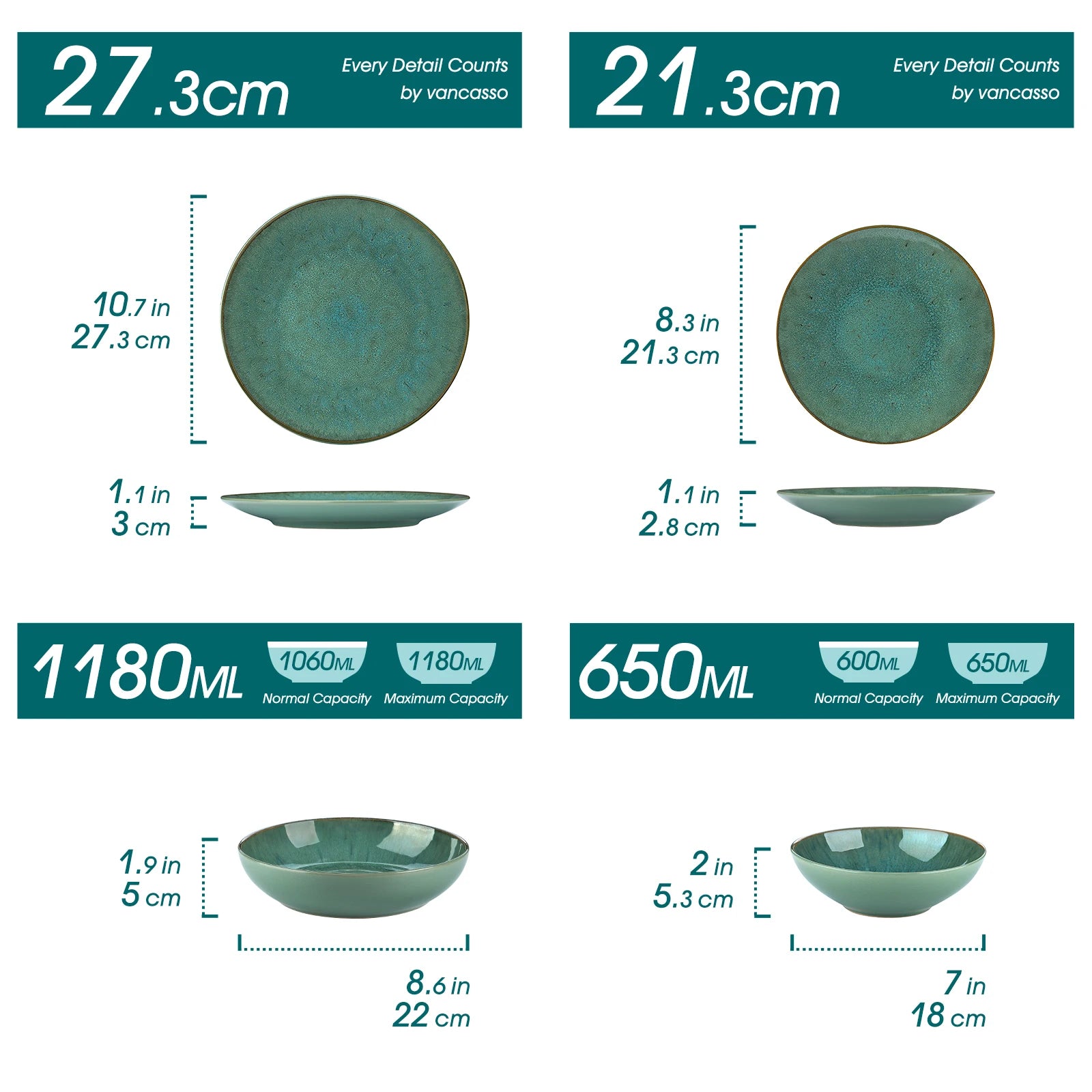 Servies Set 16-48 Delig – Modern Steengoed Servies voor 4 tot 12 Personen - Groen