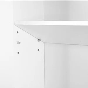 Badkamer Wandkast 60 x 20 x 60 cm – Wandmontage Opbergruimte – Wit met Houtnerf – 2 Deuren & Open Vak – Verstelbare Planken – Moderne Badkamerkast