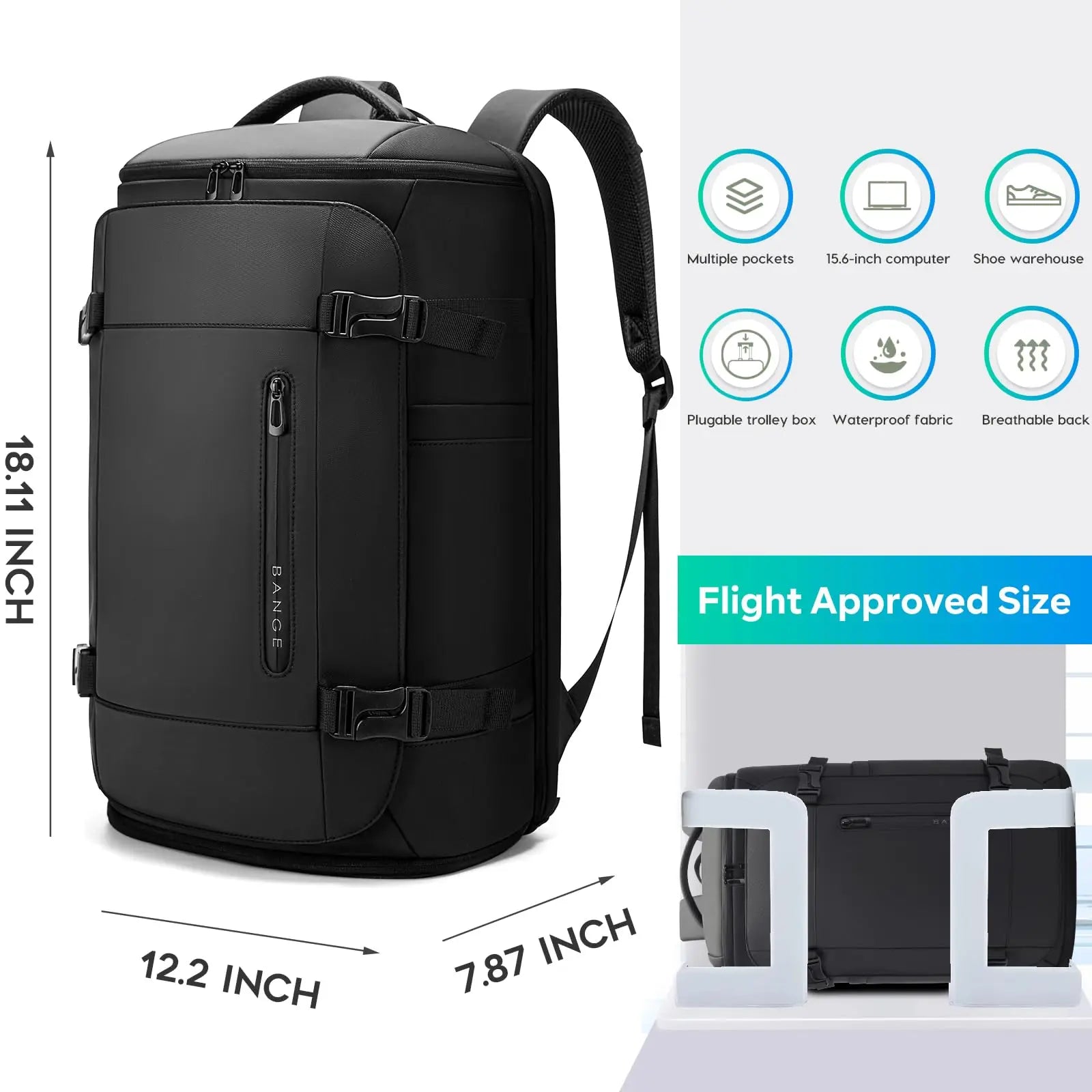 Grote Waterbestendige Rugzak – 36‑55L Voor Sport, Reis, Work & Outdoor Met Schoenvak & Laptopvak