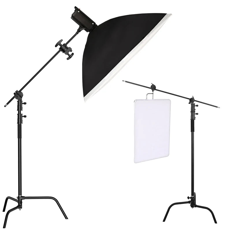 Heavy Duty C-Stand Lichtstatief 2,6M / 3,3M – RVS Fotografie Statief voor Studio, Camera, Softbox en LED Lamp