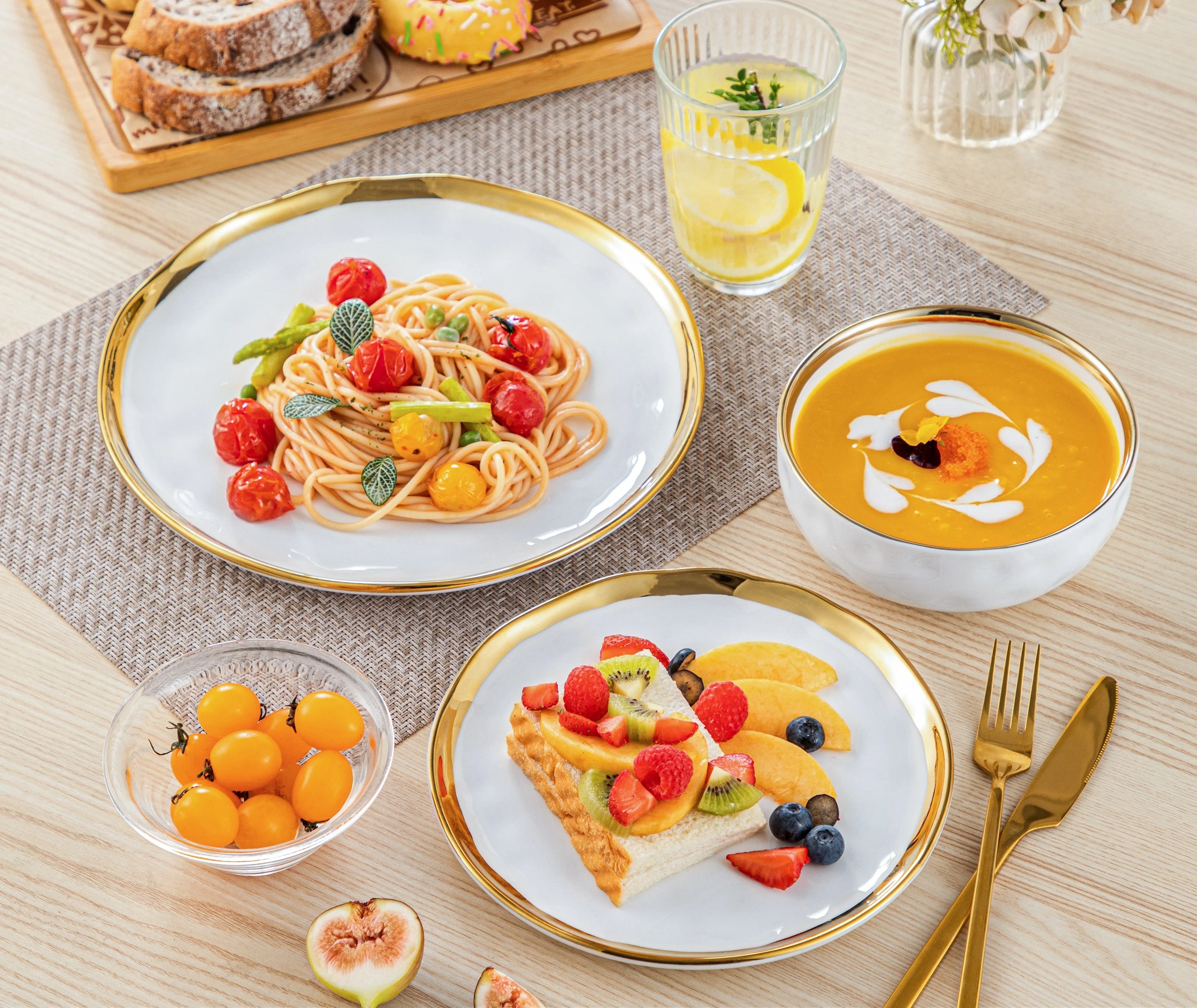 Luxe Servies Set 12-Delig Wit met Gouden Rand – Keramisch Servies voor 4 Personen