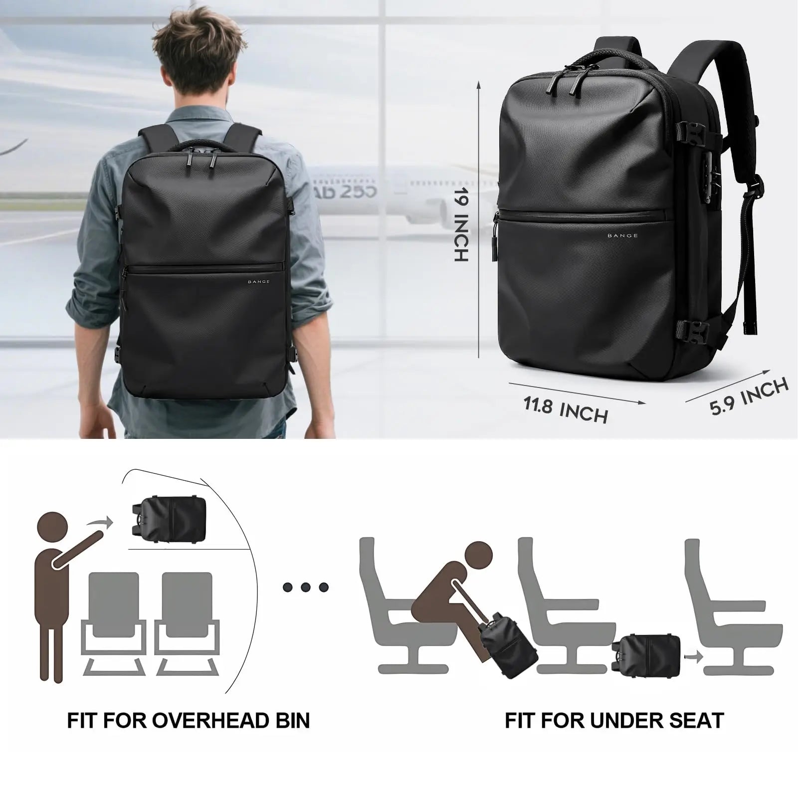 Anti‑Diefstal Laptop Rugzak 15.6 Inch – Waterdichte Reis & Business Backpack met Vacuum Compressie en Schoenenvak