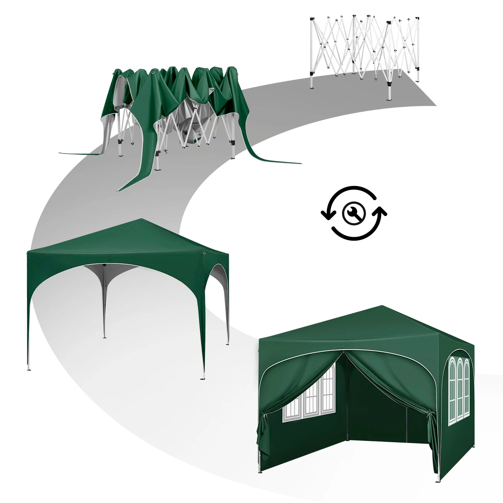 Opvouwbare Partytent 3x3 m Waterafstotend – Pop-up Tuintent met 4 Zijwanden, UV50+ Bescherming & Draagtas