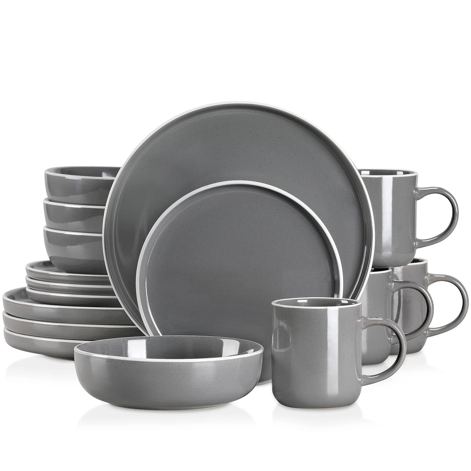 Serviesset 16-delig – Grijs Steengoed Servies voor 4 Personen – Modern & Duurzaam Keramisch Servies
