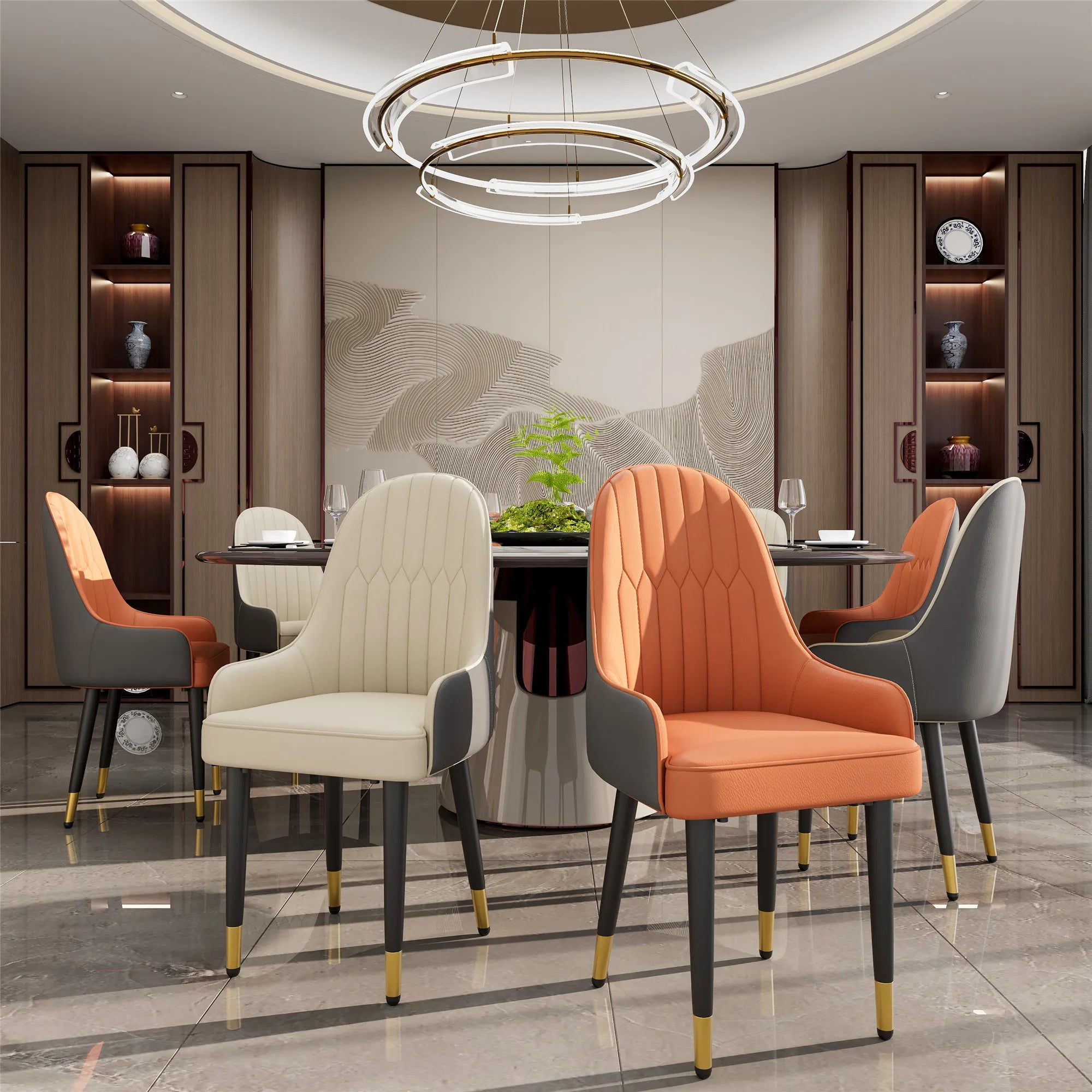 Luxe Eetkamerstoelen Set van 2 – Microvezel Leren Stoelen met Houten Poten | Moderne Gestoffeerde Dining Chairs