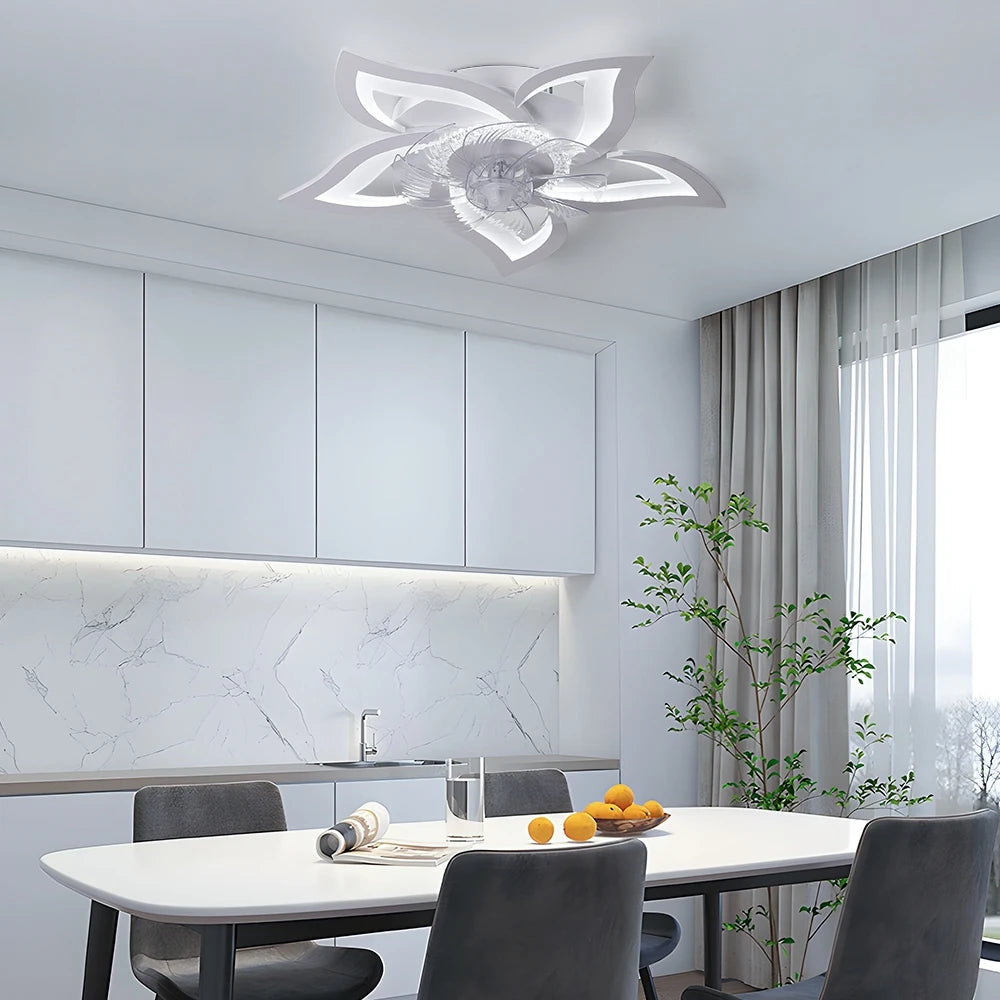 Moderne 2-in-1 Plafondventilator met LED Lamp – Dimbaar, 6 Snelheden, Stil Design (Wit/Zwart)