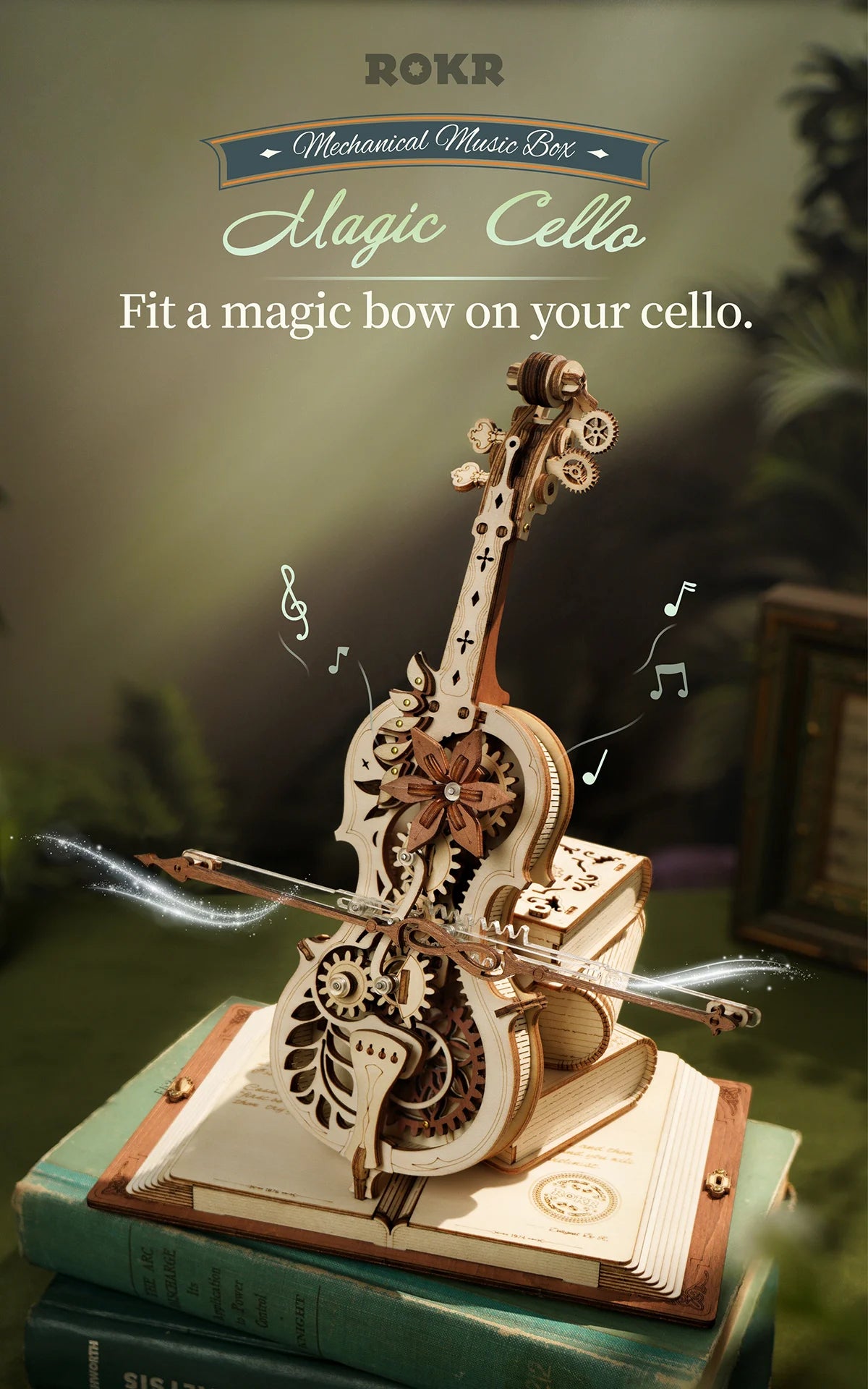 3D Houten Puzzel Cello Muziekdoos – Mechanisch Bouwpakket Creatief Speelgoed voor Kinderen en Volwassenen