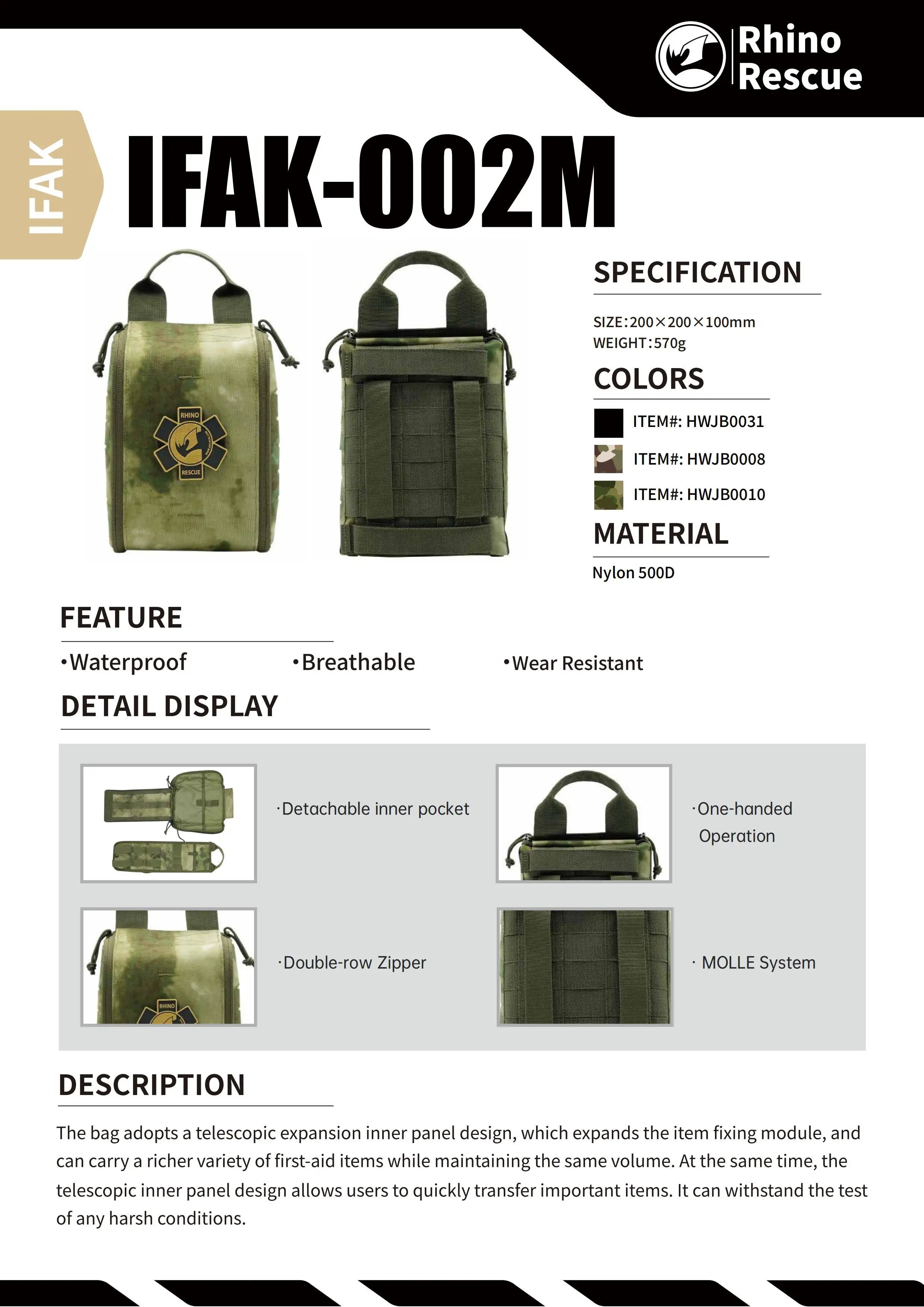 Tactische Outdoor IFAK EHBO‑Kit – Molle Eerste Hulp Set