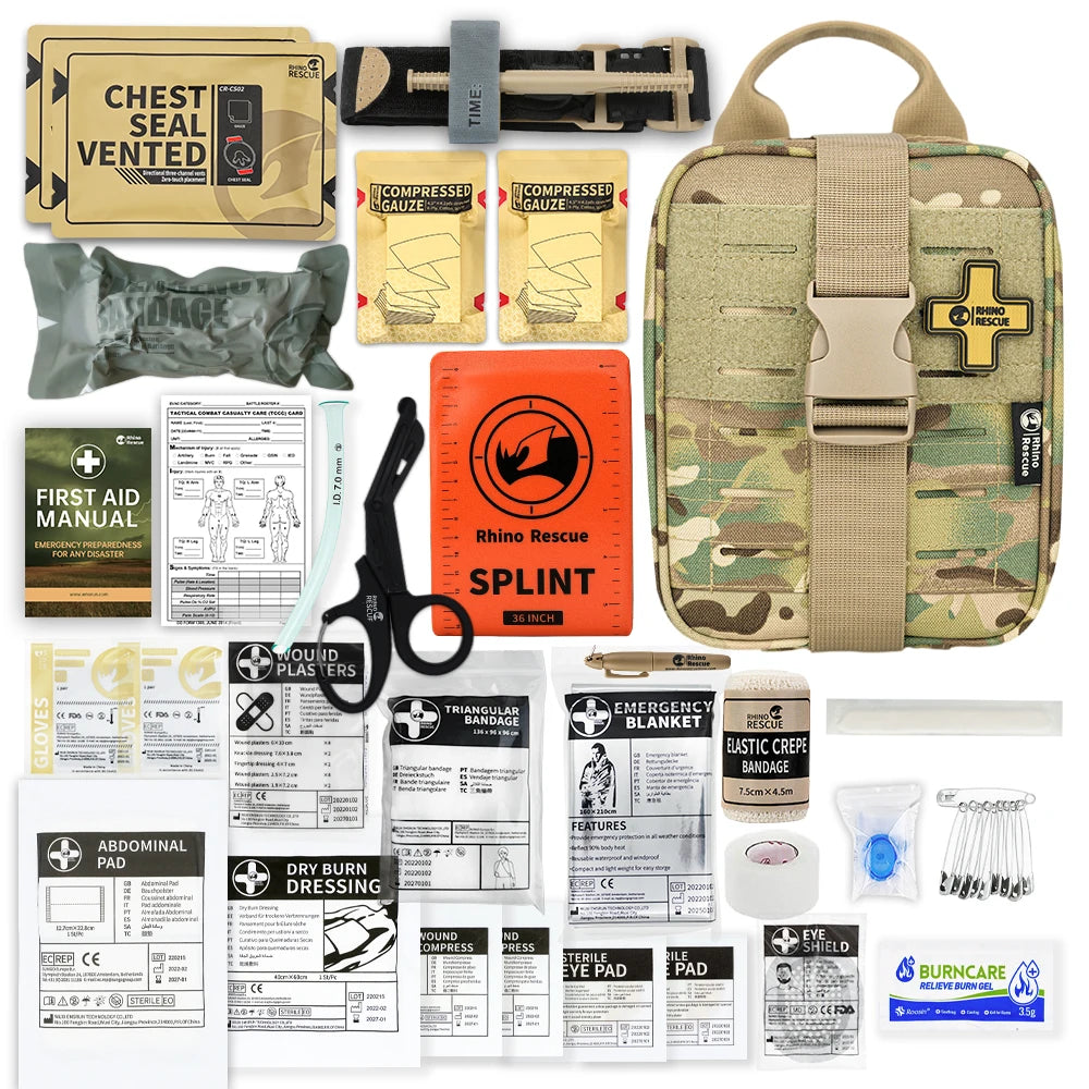 Complete IFAK Trauma Kit EHBO Set – Tactical Eerste Hulp Tas met Tourniquet & Verbanden voor Auto, Outdoor & Noodgevallen