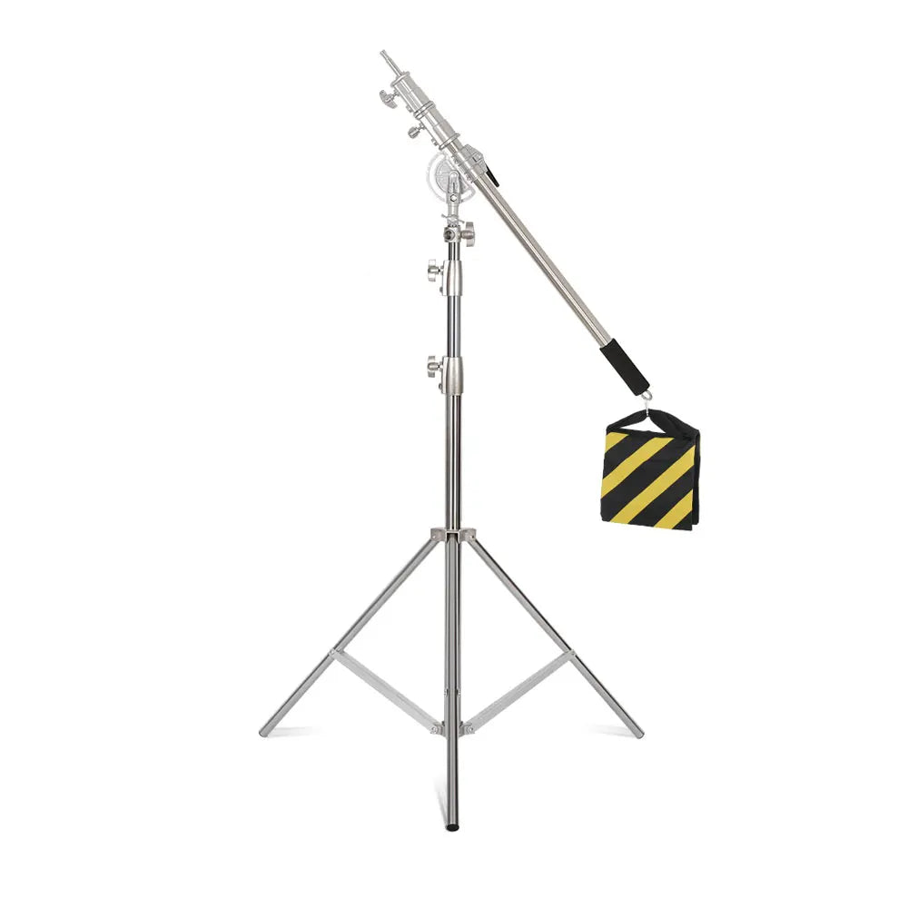 Professioneel Lichtstatief 2,9 m – RVS Kruisarm met Gewichtszak – Fotostudio Statief voor Camera’s en Softboxen
