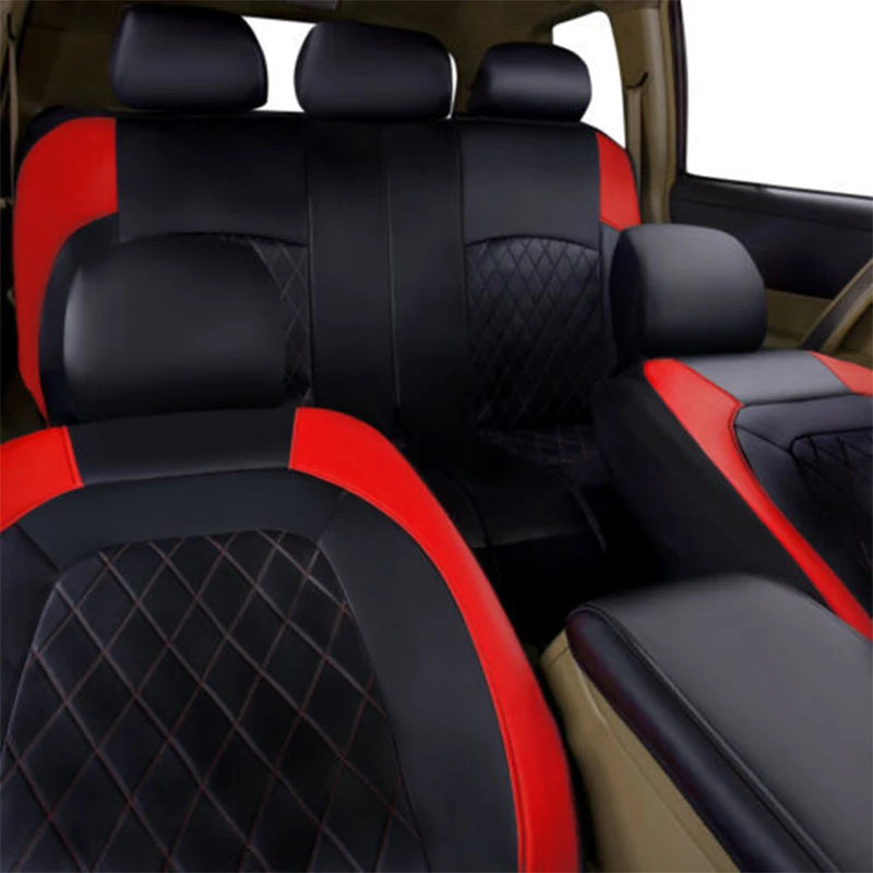 9-Delige Waterdichte Autostoelhoezen Set van PU Leer – Universele Antislip Auto Stoelbeschermers voor Auto, SUV & Bestelwagen
